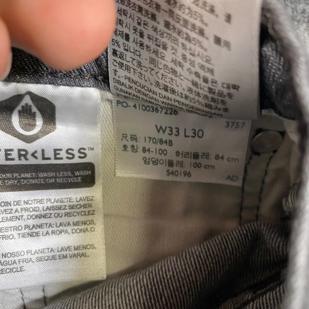 Levis 514 Mens Charcoal Gray Straight Fit Denim Jeans W33 L30 WaterLess Wash